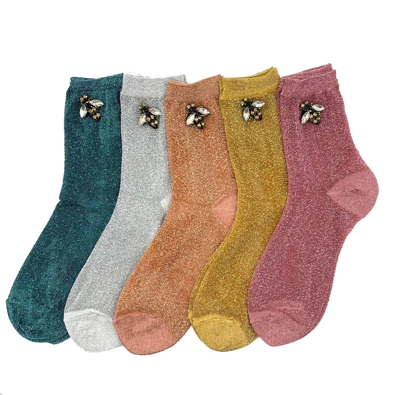 Sixton London - Rio socks With or Without Sparkly Bee Pin: Pink / Without pin