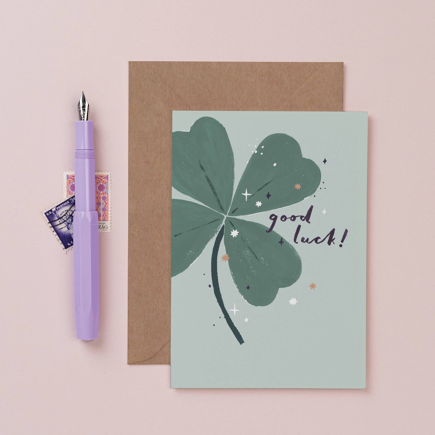 Sister Paper Co. - Clover Good Luck Card | Four Leaf Clover | Greeting Cards SLC09