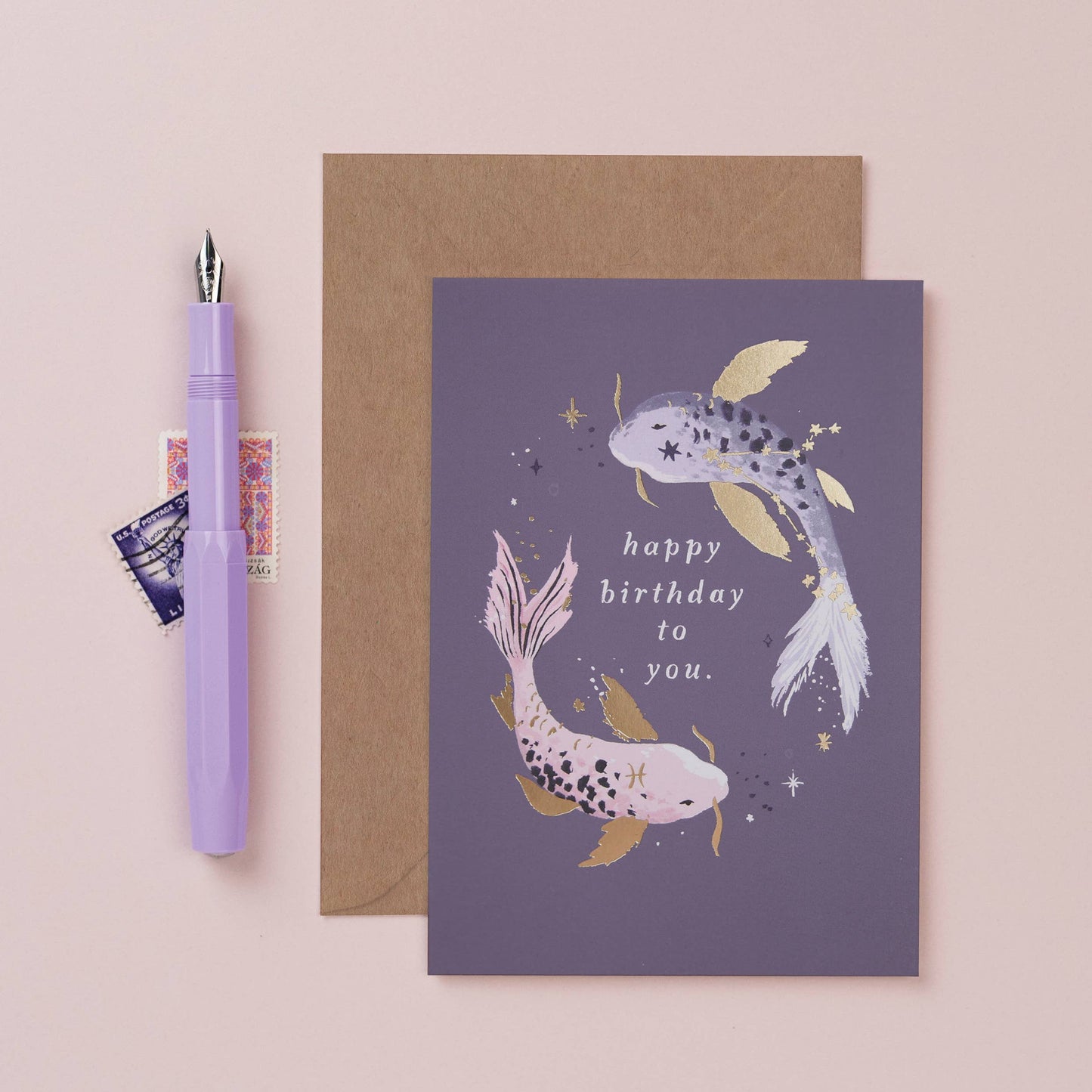 Sister Paper Co. - Koi Zodiac Birthday Card | Pisces Star Sign | Astrology Card ZDC10