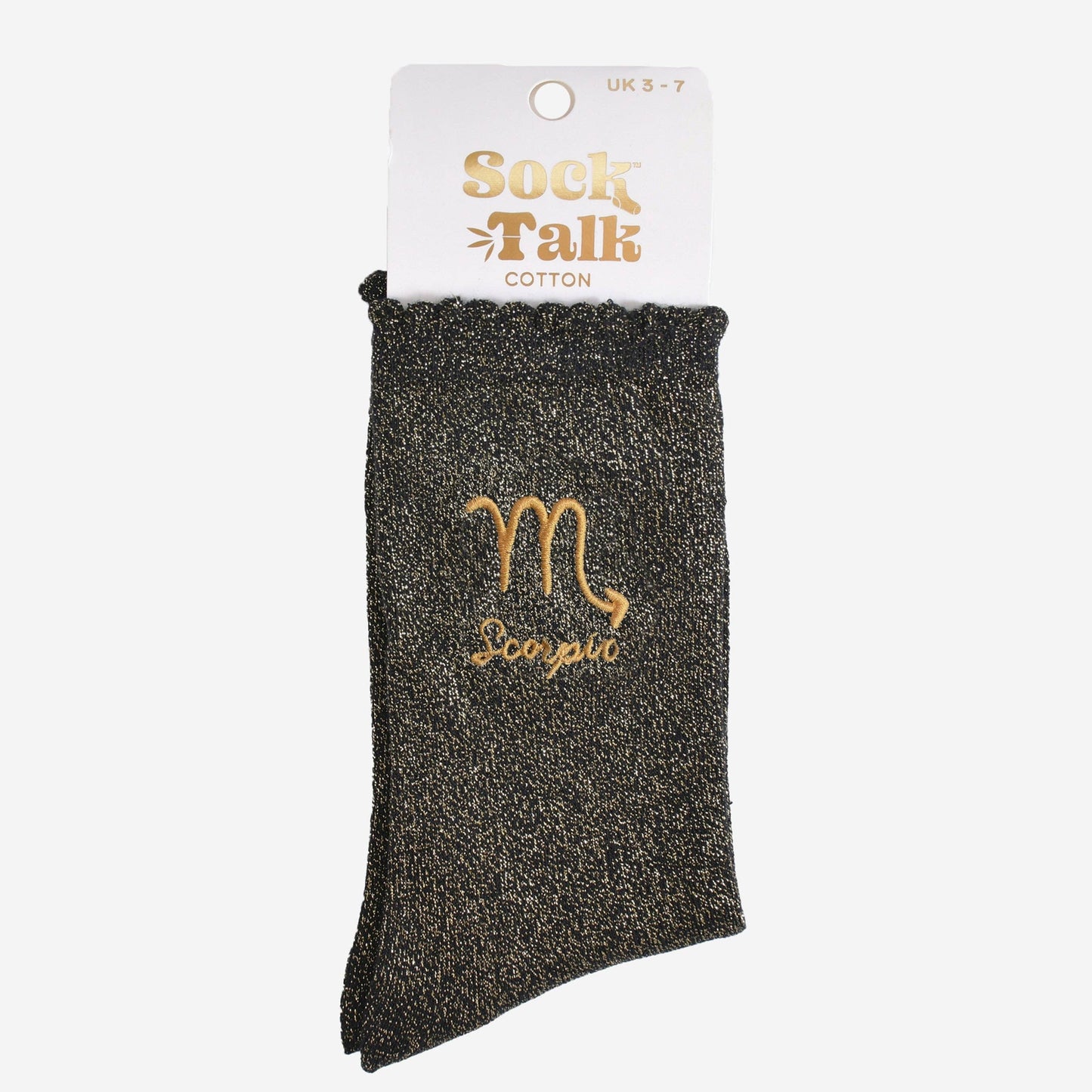 Sock Talk - Women's Glitter Socks - Black/Gold, Zodiac Scorpio