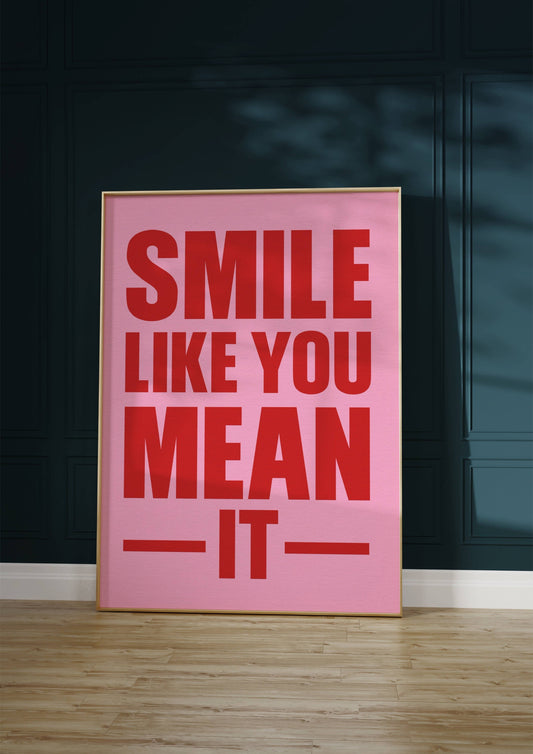 Twisted Rebel Designs - 'Smile Like You Mean It' Print: A5 / Pink & Red