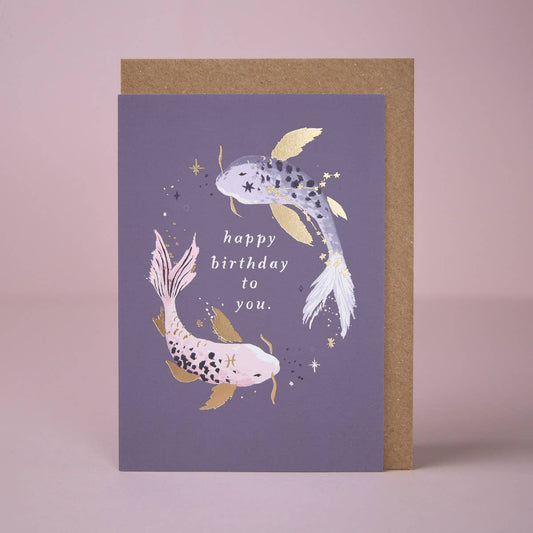 Sister Paper Co. - Koi Zodiac Birthday Card | Pisces Star Sign | Astrology Card ZDC10