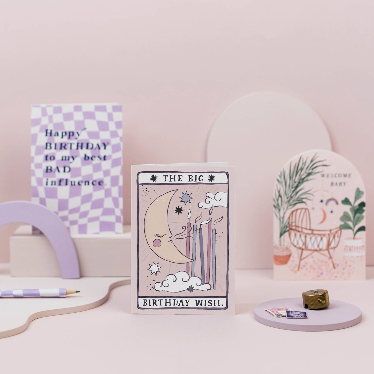 Sister Paper Co. - Tarot Moon Birthday Card | Unisex Birthday Card | Moon Tarot TAC20