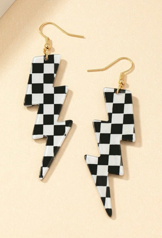 Checkerboard Lightning Earring