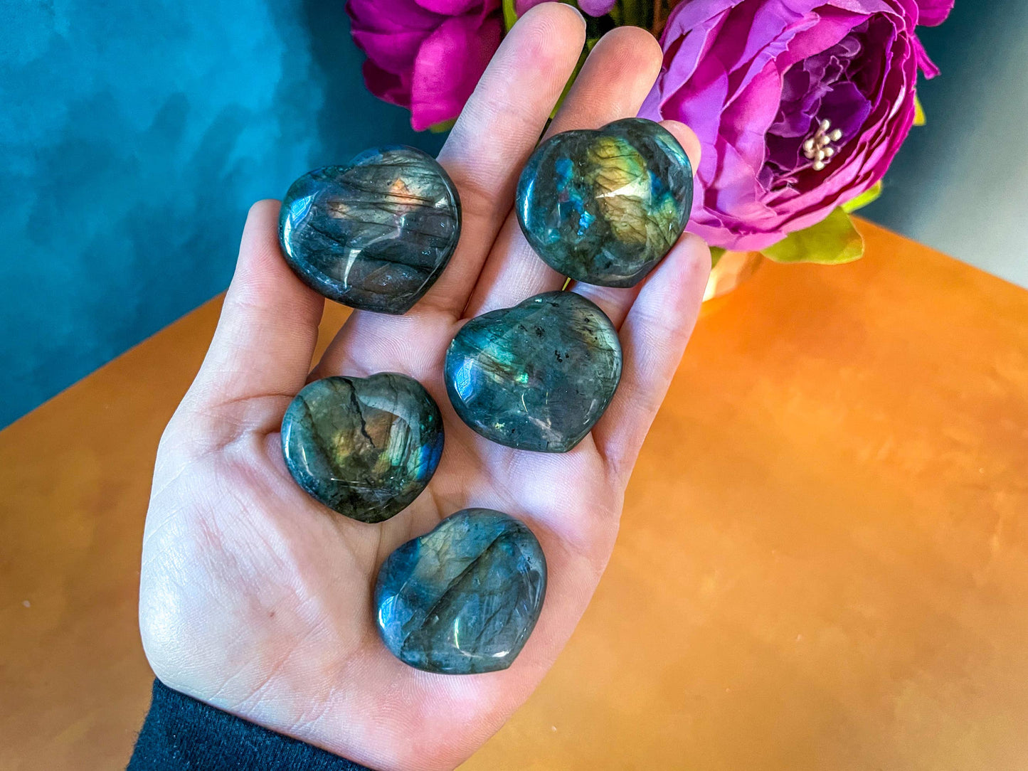 Ethically Sourced Labradorite Heart 2-3 cm