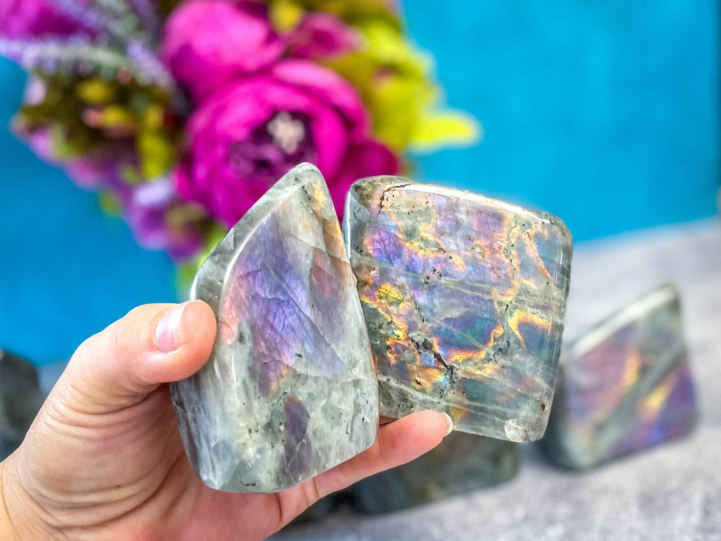 Purple Labradorite crystal Freeform, Rainbow Labradorite, Wh: 250-299g